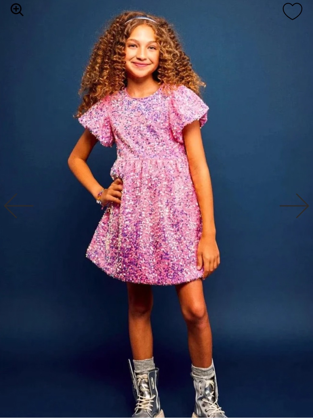 Lola + The Boys Iridescent Pink Sequin Flutter-Sleeve Dress